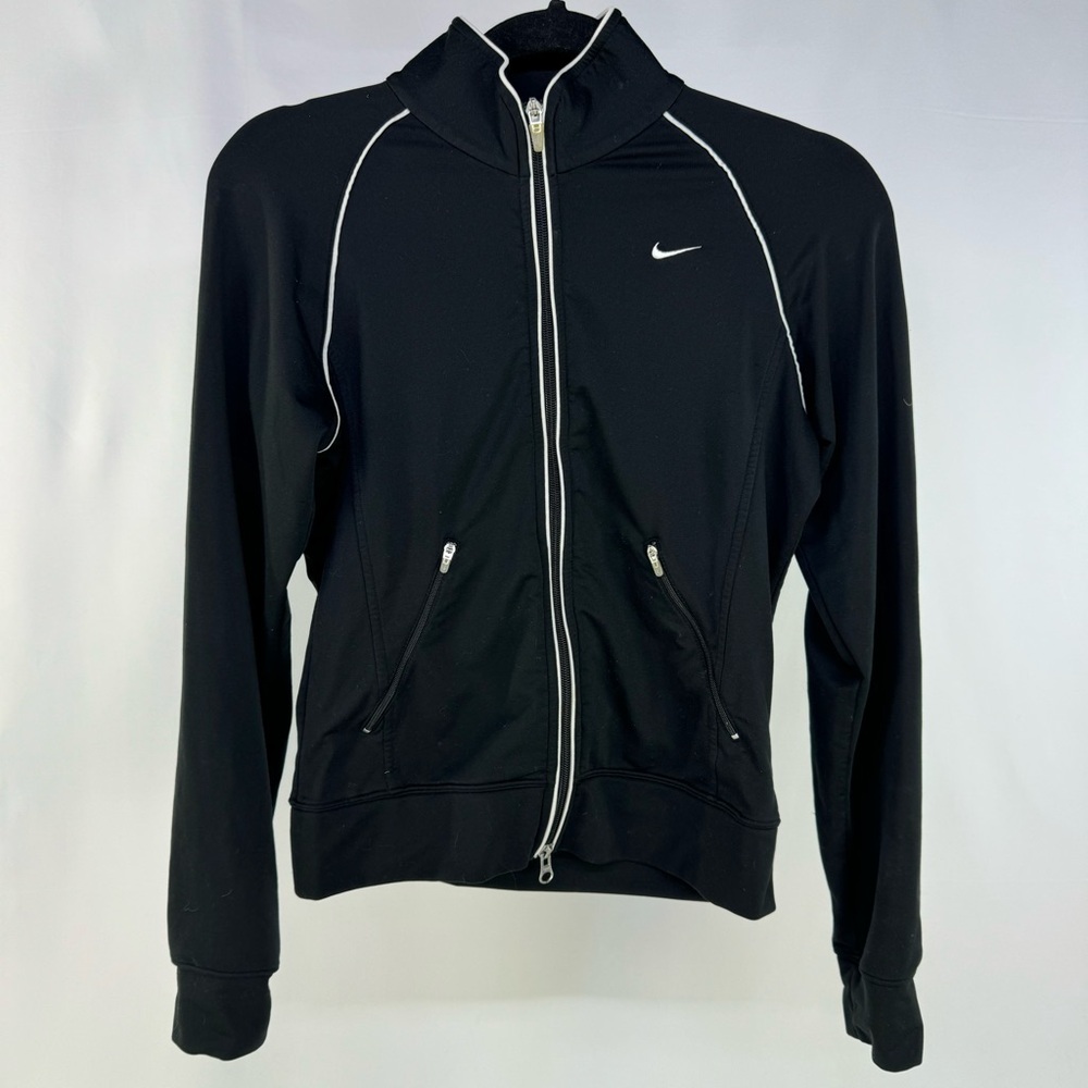 Nike Dry Fit Full Zip Track Jacket  Athletic Long Sleeve XS Black and White